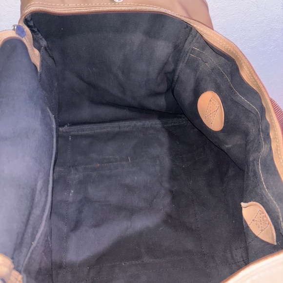 Jon Hart Design Large Brown Duffel Bag coated canvas & leather, **no monogram - Picture 10 of 16